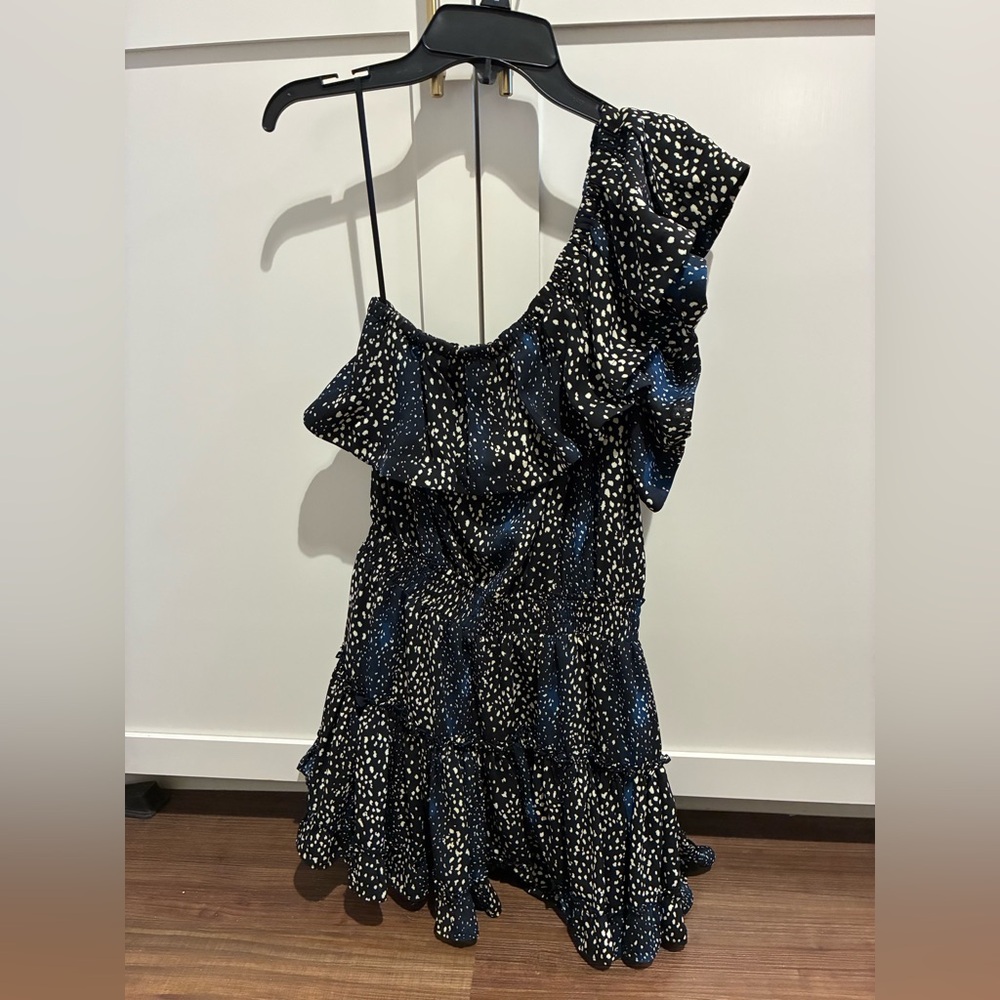 Buddy Love Black and White Patterned one-shouldered Dress